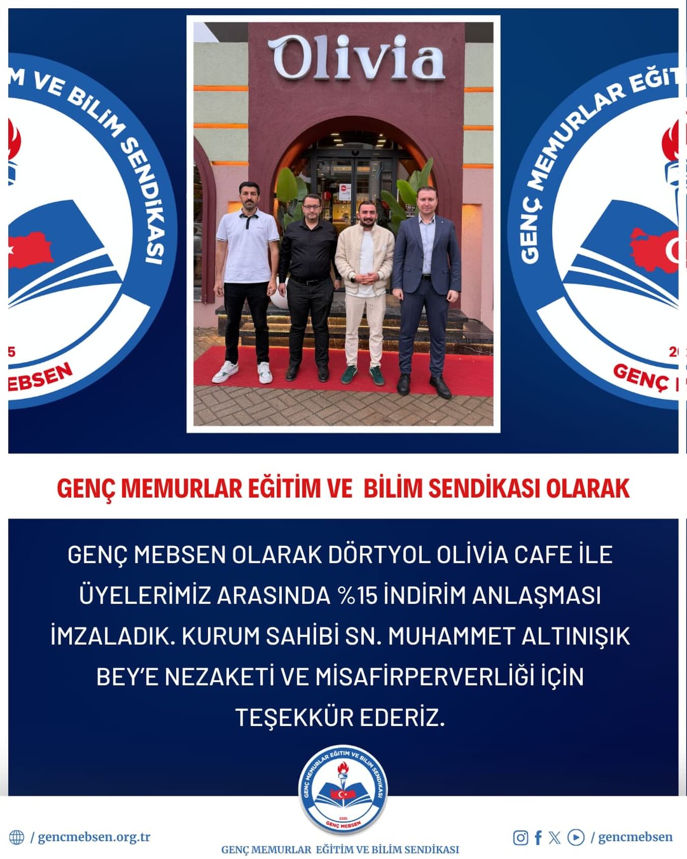 Dörtyol Olivia Cafe İle İndirim Protokolü Anlaşması İmzaladık